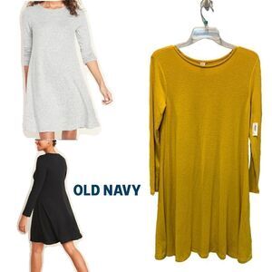 NWT Old navy plus knit Long sleeve swing mustard dress size xs petite